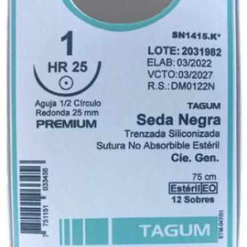 SUTURA SEDA NEGRA 1 HR25