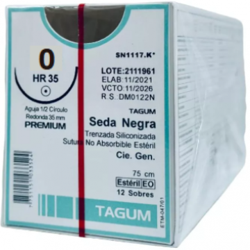 SUTURA SEDA NEGRA 0 HR35