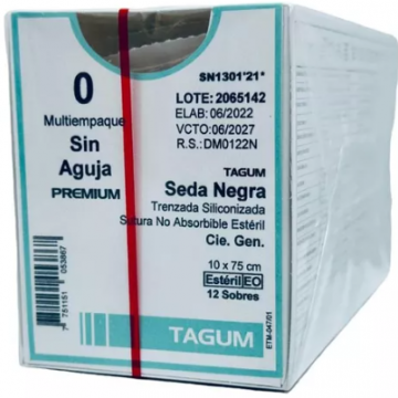 SUTURA SEDA NEGRA 0 SIN AGUJA