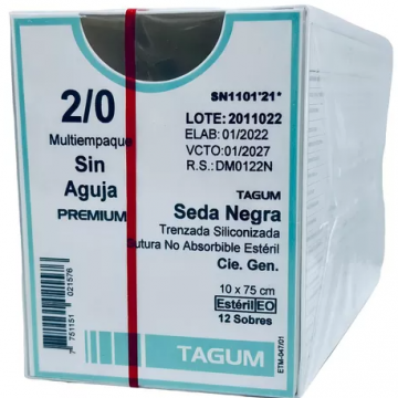 SUTURA SEDA NEGRA 2/0 SIN AGUJA